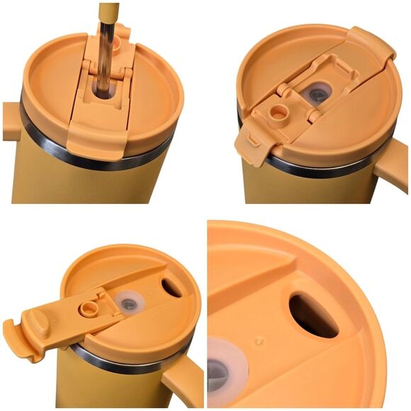 Marigold Yellow Insulated Stainless Steel Tumbler with Straw - Picture 5 of 16